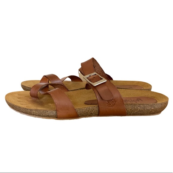 YOKONO Women’s Brown Strappy Leather Flat Sandals Slides Made in Spain 8 - Picture 4 of 8